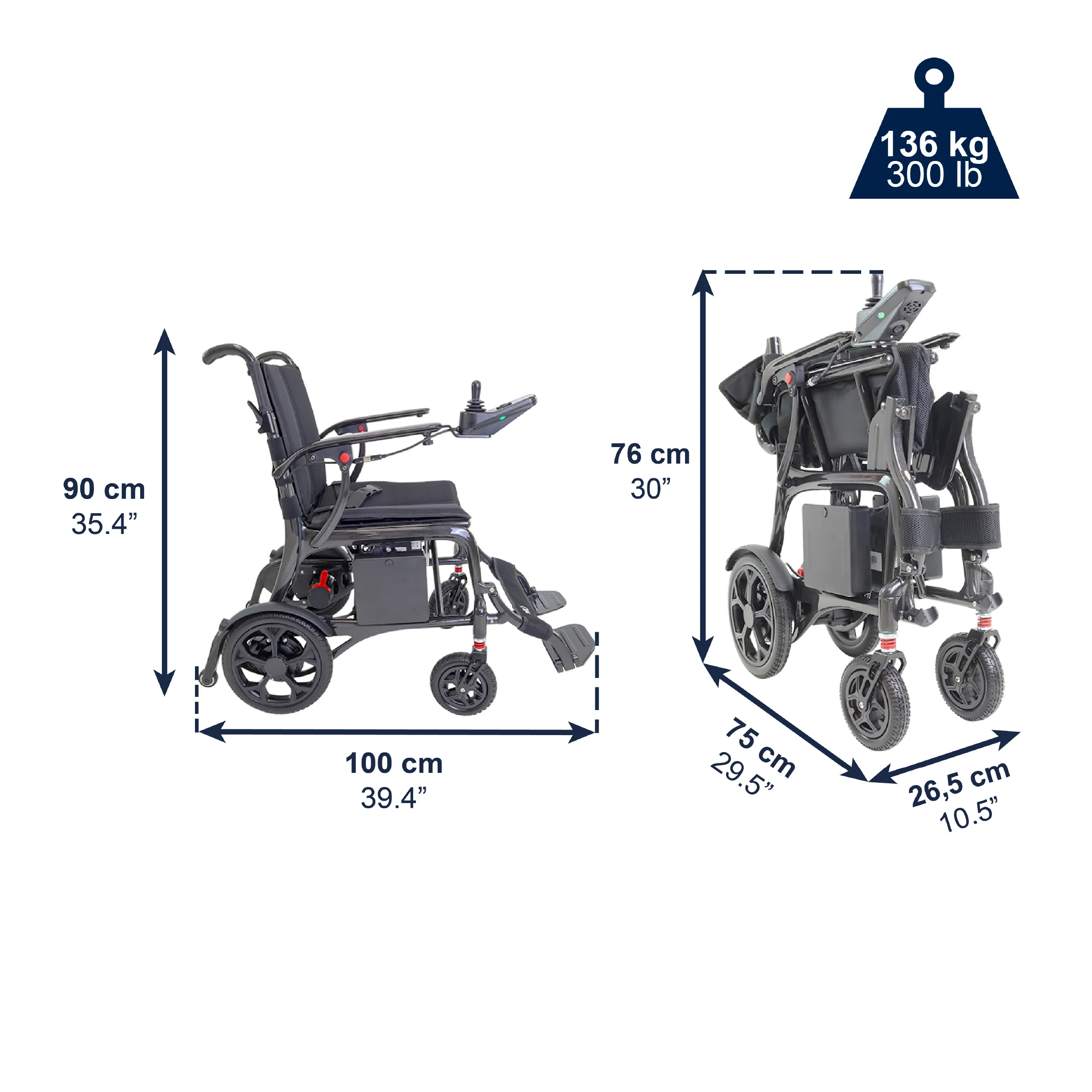 SILLA DE RUEDAS ELÉCTRICA PLEGABLE EN FIBRA DE CARBONO KMINA K10076
